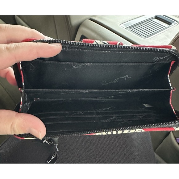 Vera Bradley Red Turn Lock Wallet Deco Daisy 2011 Coin Pocket Card Slots Retired - Picture 3 of 4